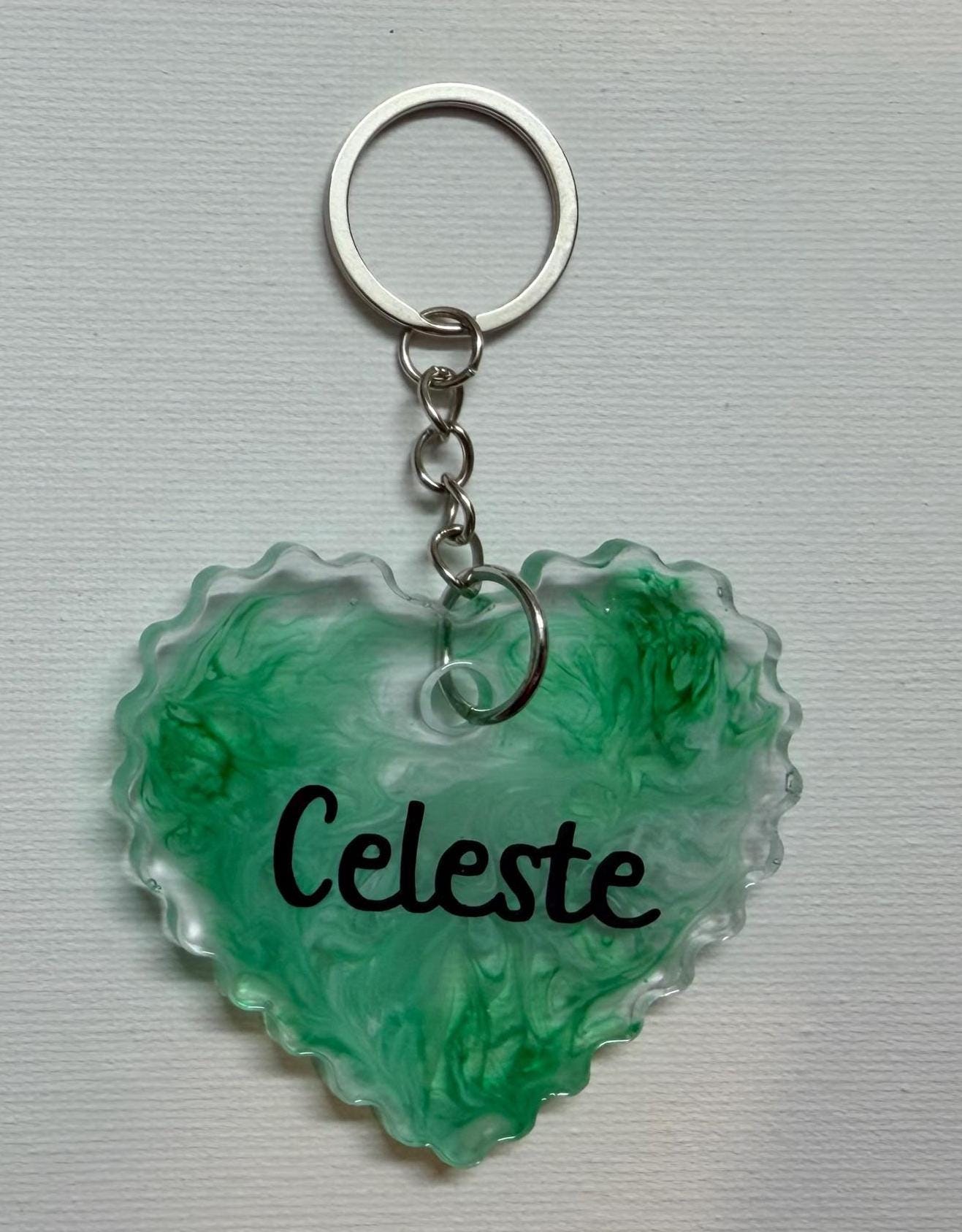 Personalized Heart Resin Keychain