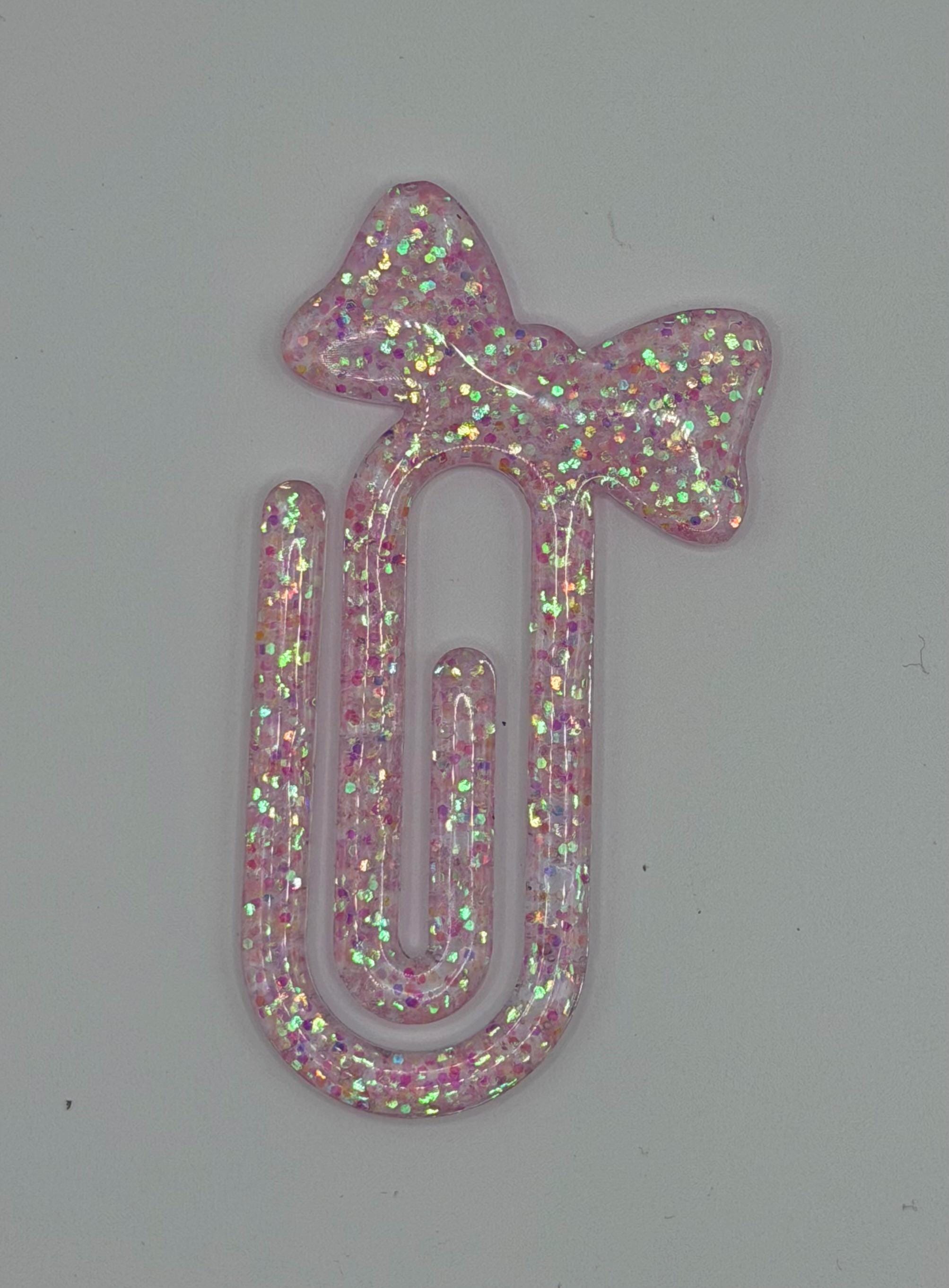 Jumbo Resin Paperclip Bookmark, Glitter Page Marker, Book Accessory, Reader Gift