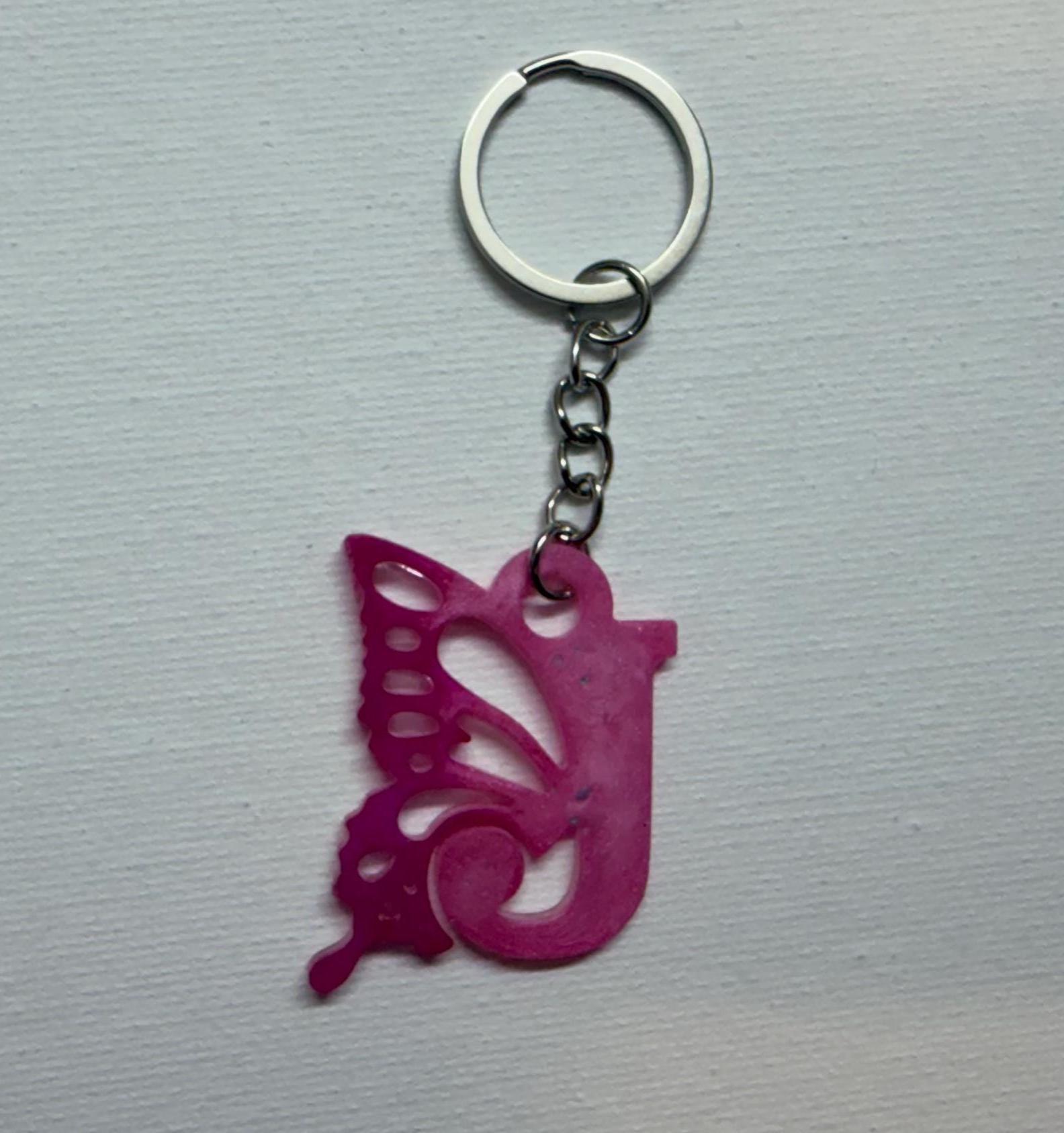 Personalized Resin Butterfly Initial Keychain, Gift for Her, Handmade Resin Art