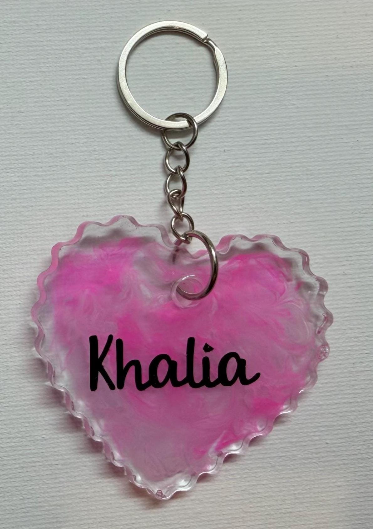 Personalized Heart Resin Keychain