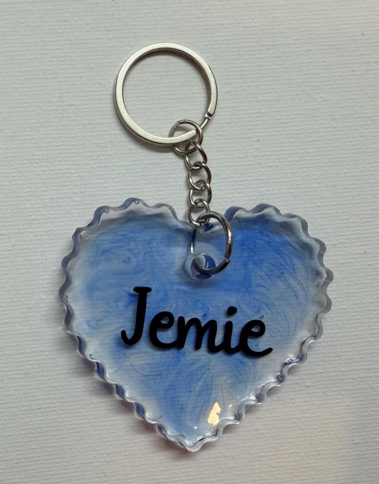 Personalized Heart Resin Keychain