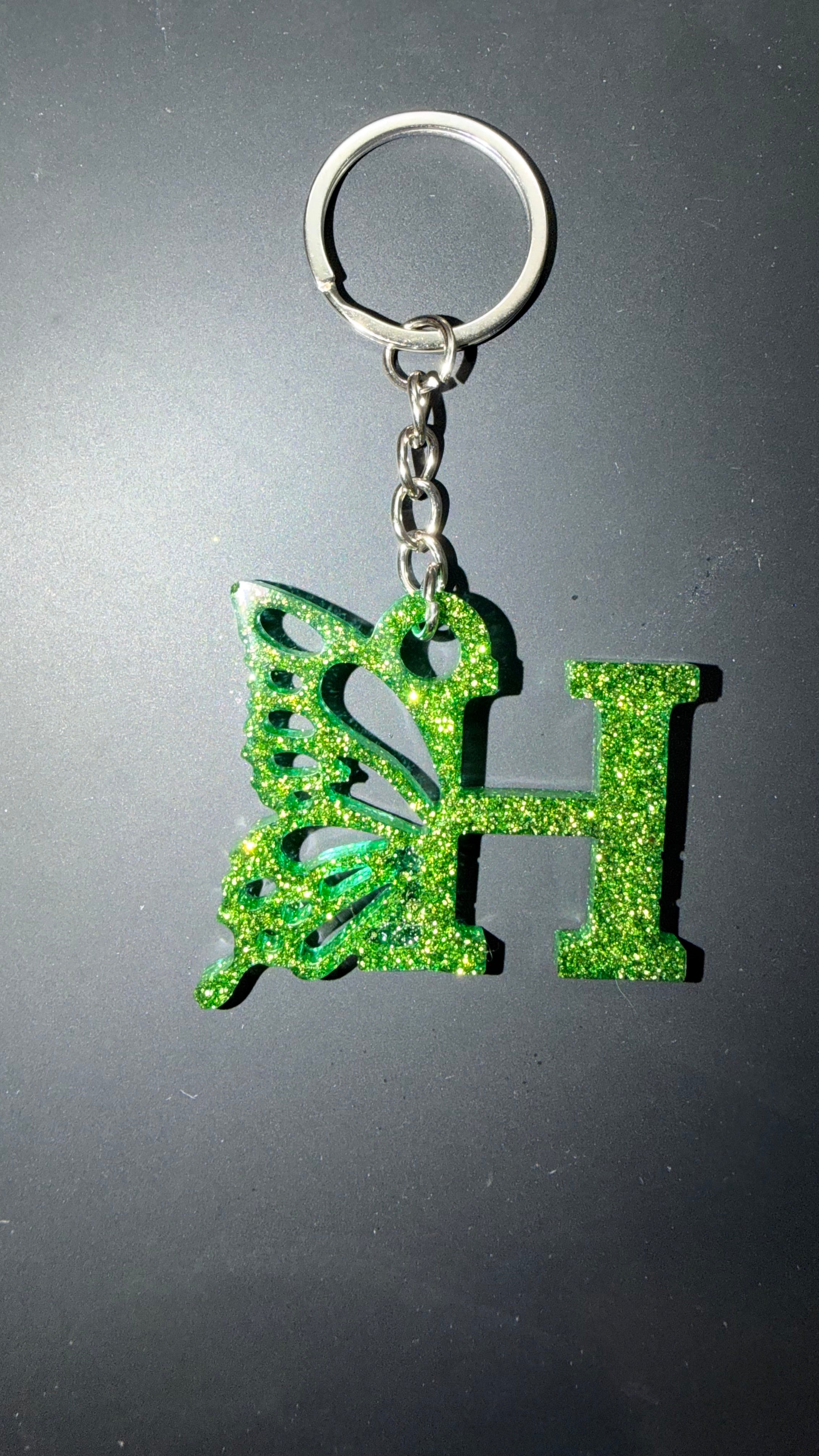 Personalized Resin Butterfly Initial Keychain, Gift for Her, Handmade Resin Art