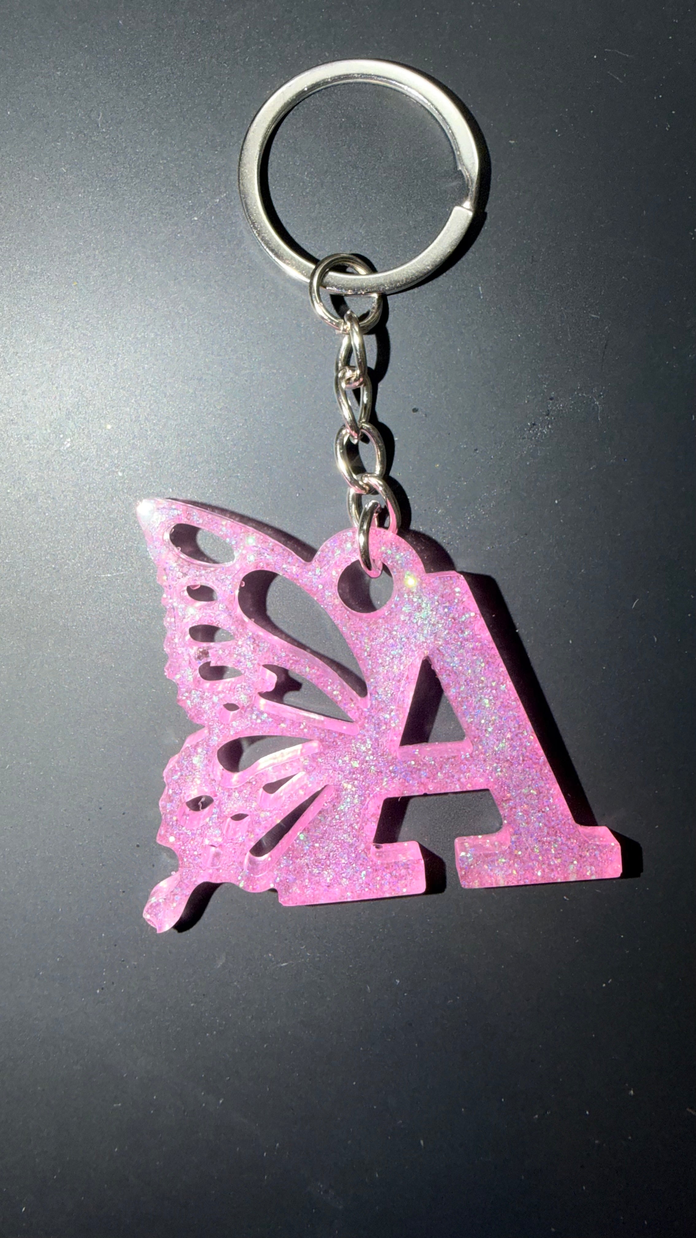 Personalized Resin Butterfly Initial Keychain, Gift for Her, Handmade Resin Art