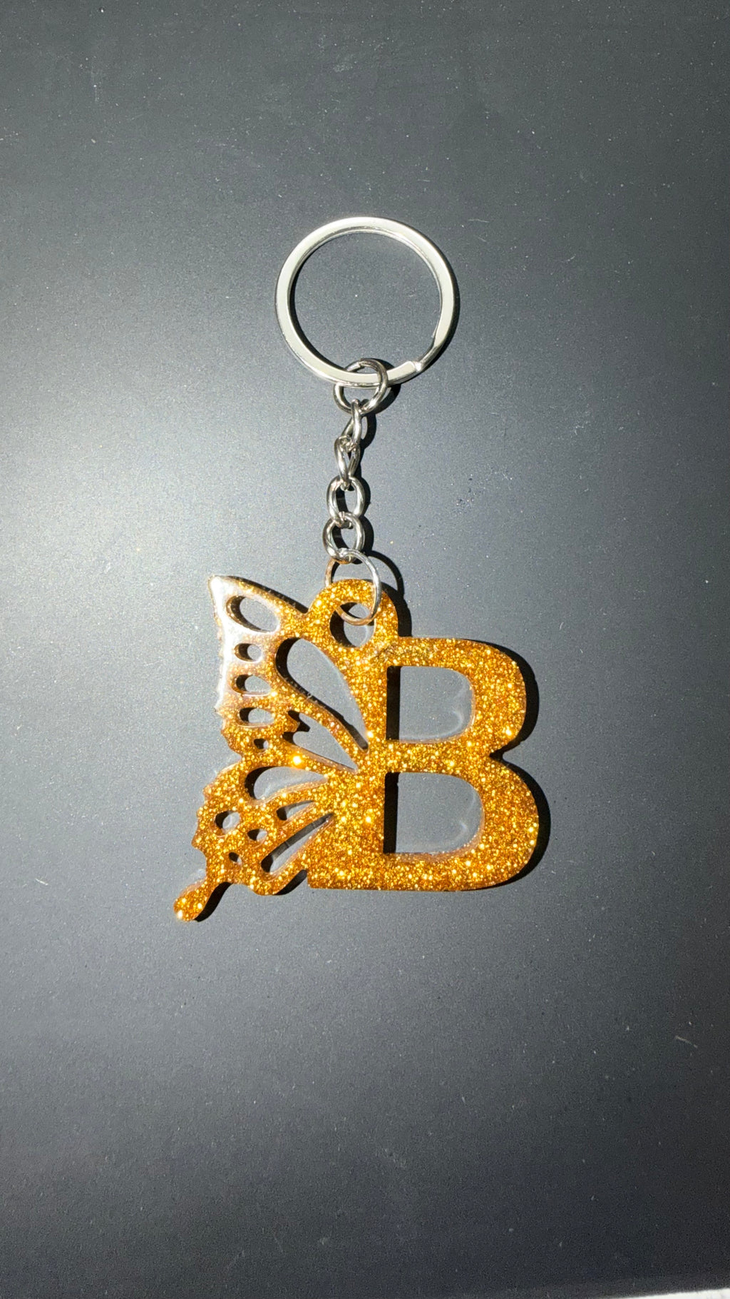 Personalized Resin Butterfly Initial Keychain, Gift for Her, Handmade Resin Art