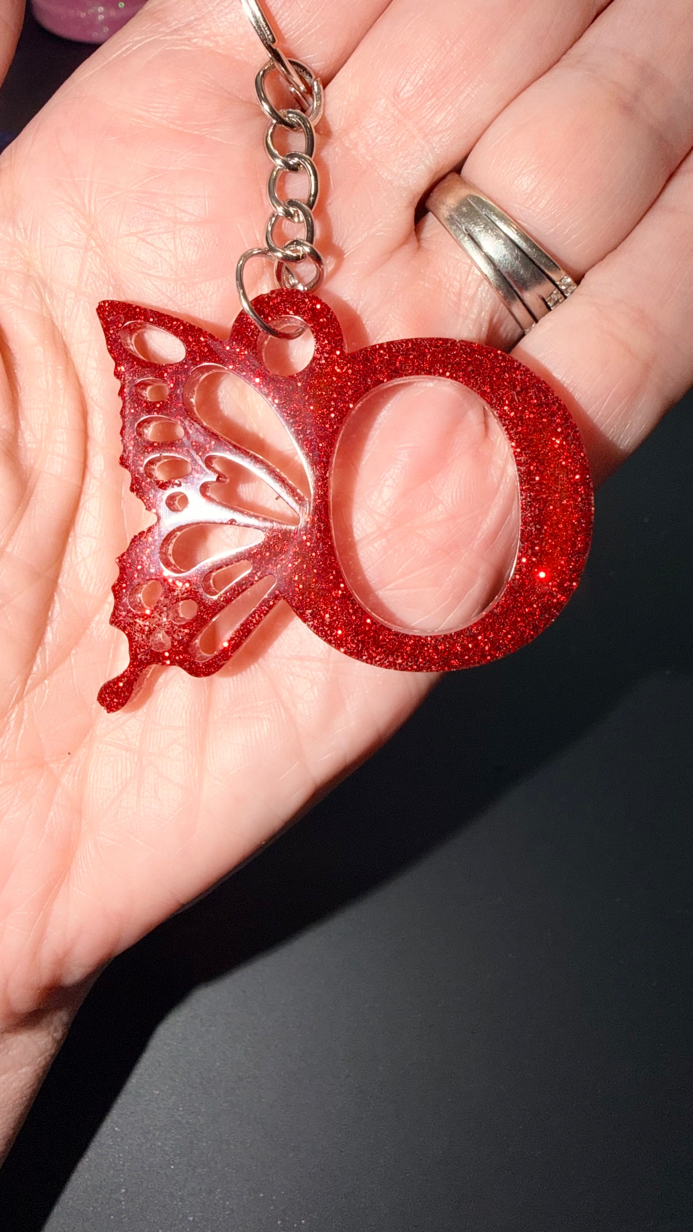 Personalized Resin Butterfly Initial Keychain, Gift for Her, Handmade Resin Art
