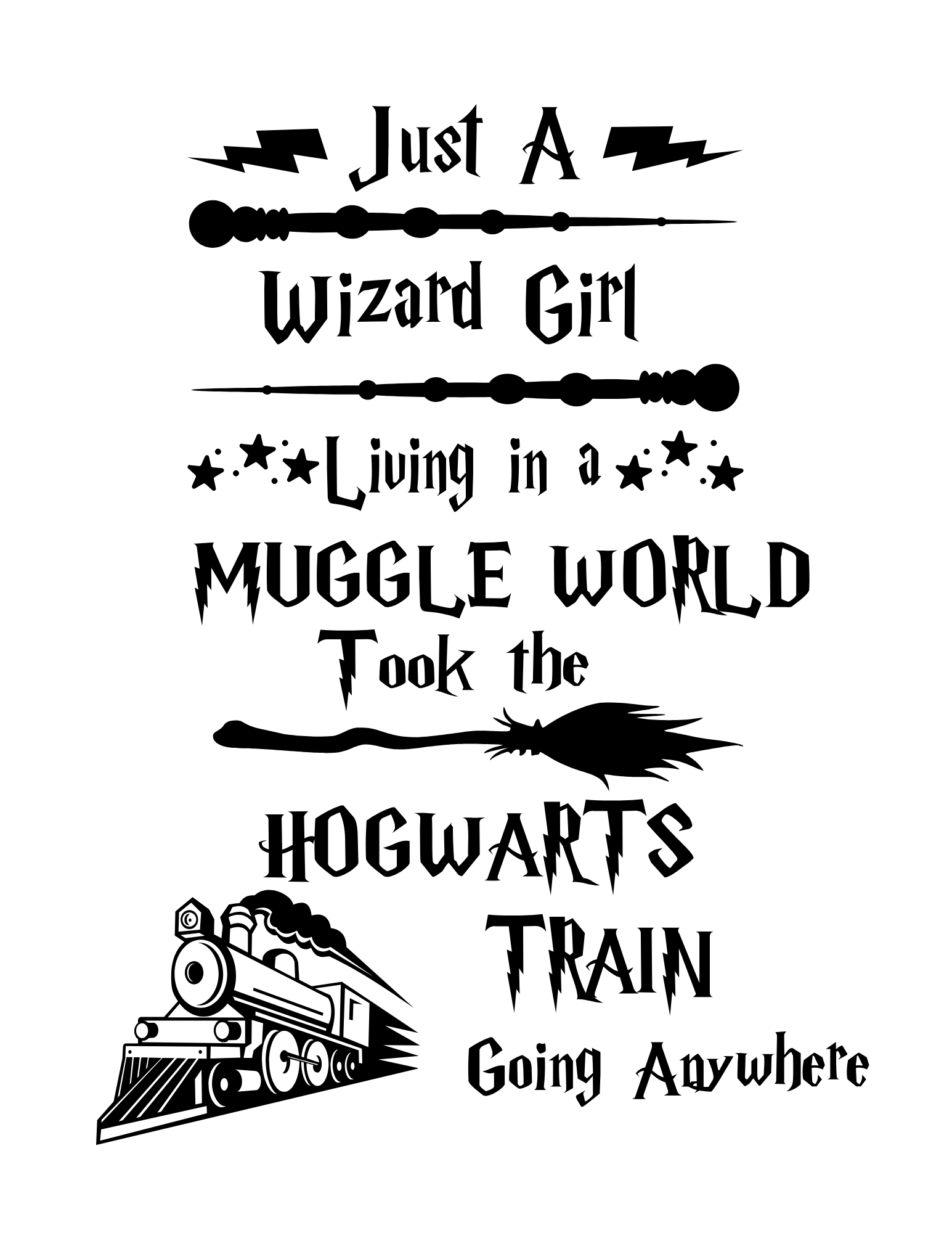 Wizard Girl svg, png, pdf, exp & dxf - Digital Download