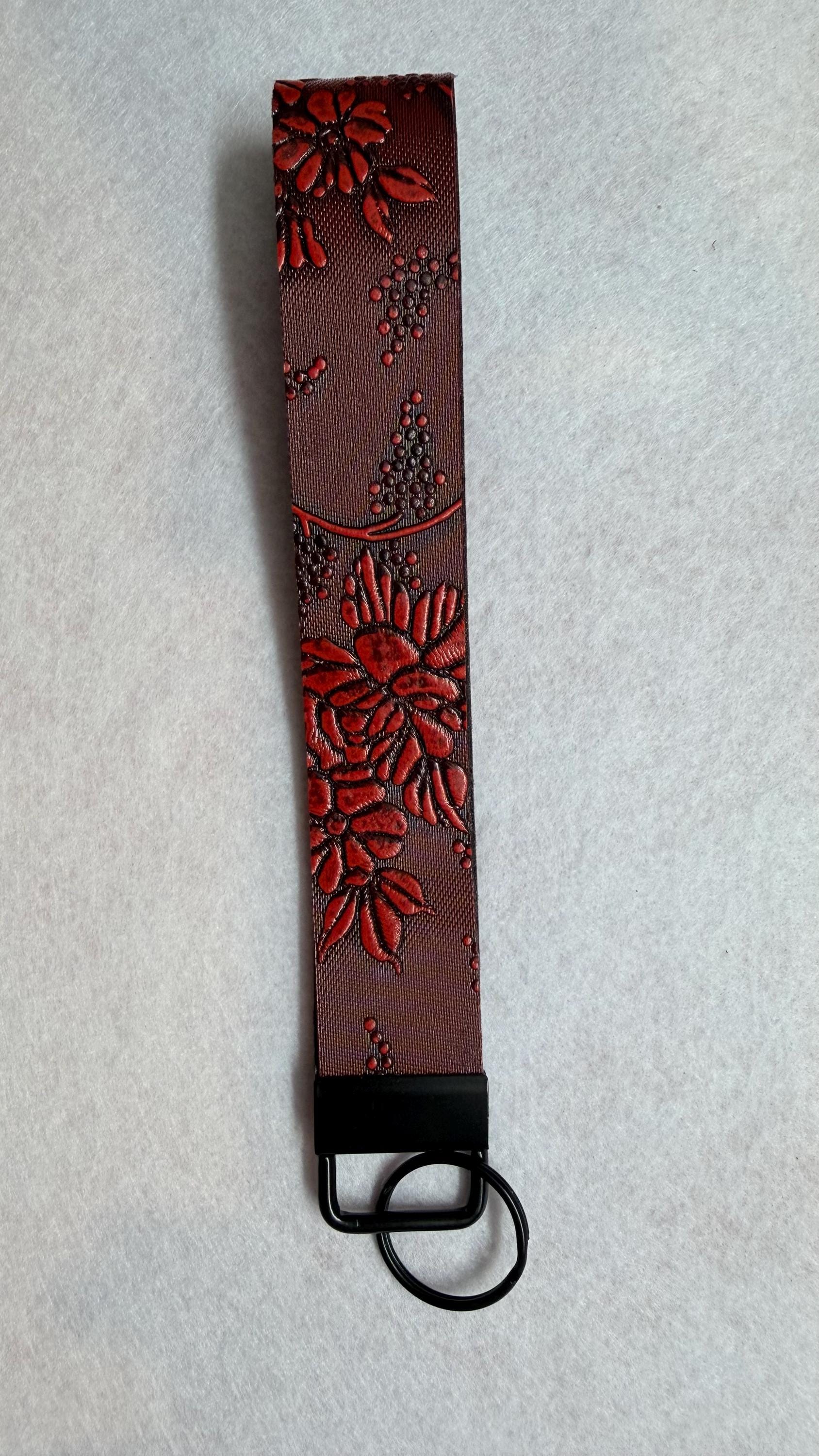 Faux Leather Key Fob Wristlet – Vegan Keychain Strap Holder