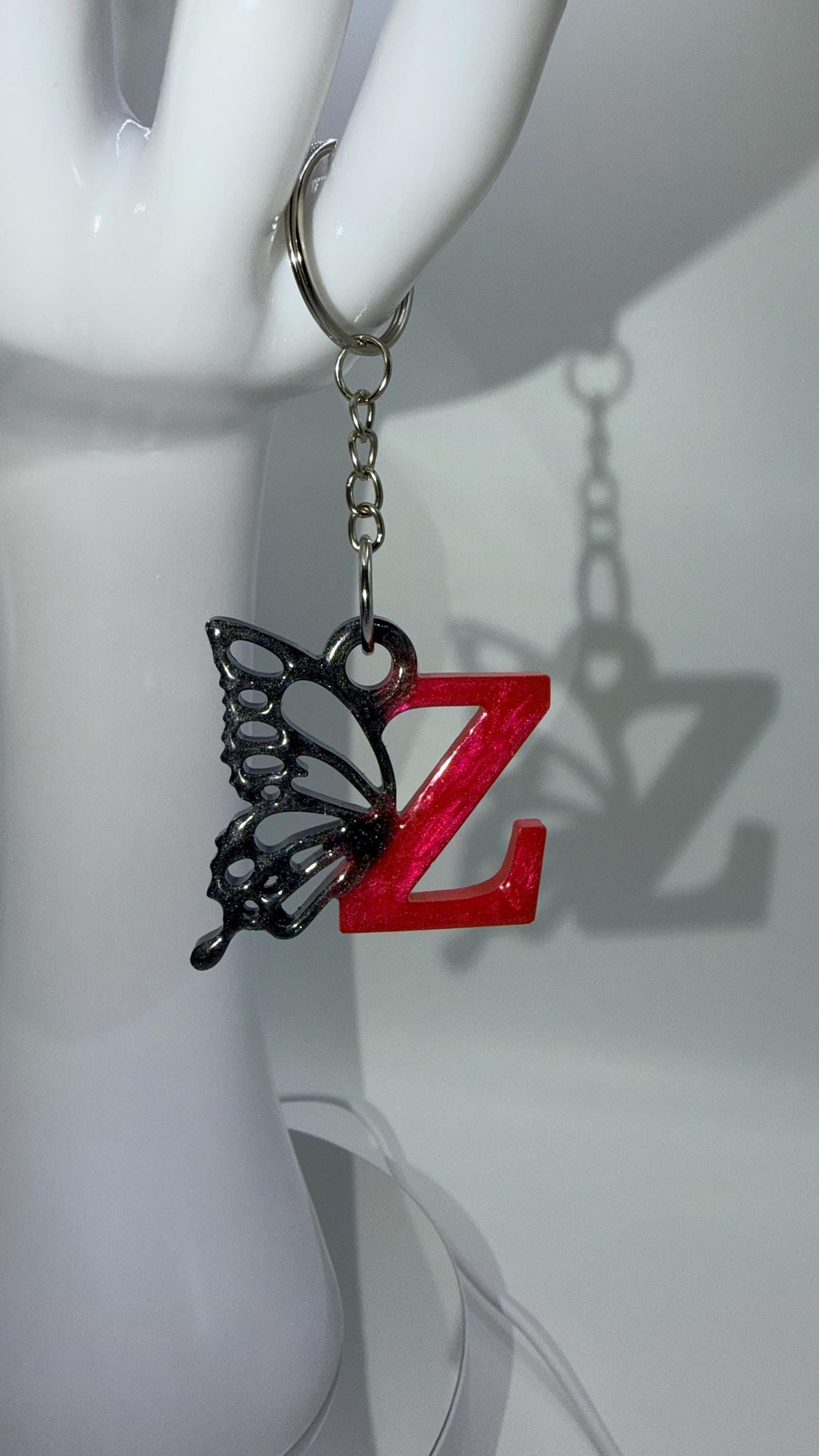 Personalized Resin Butterfly Initial Keychain, Gift for Her, Handmade Resin Art