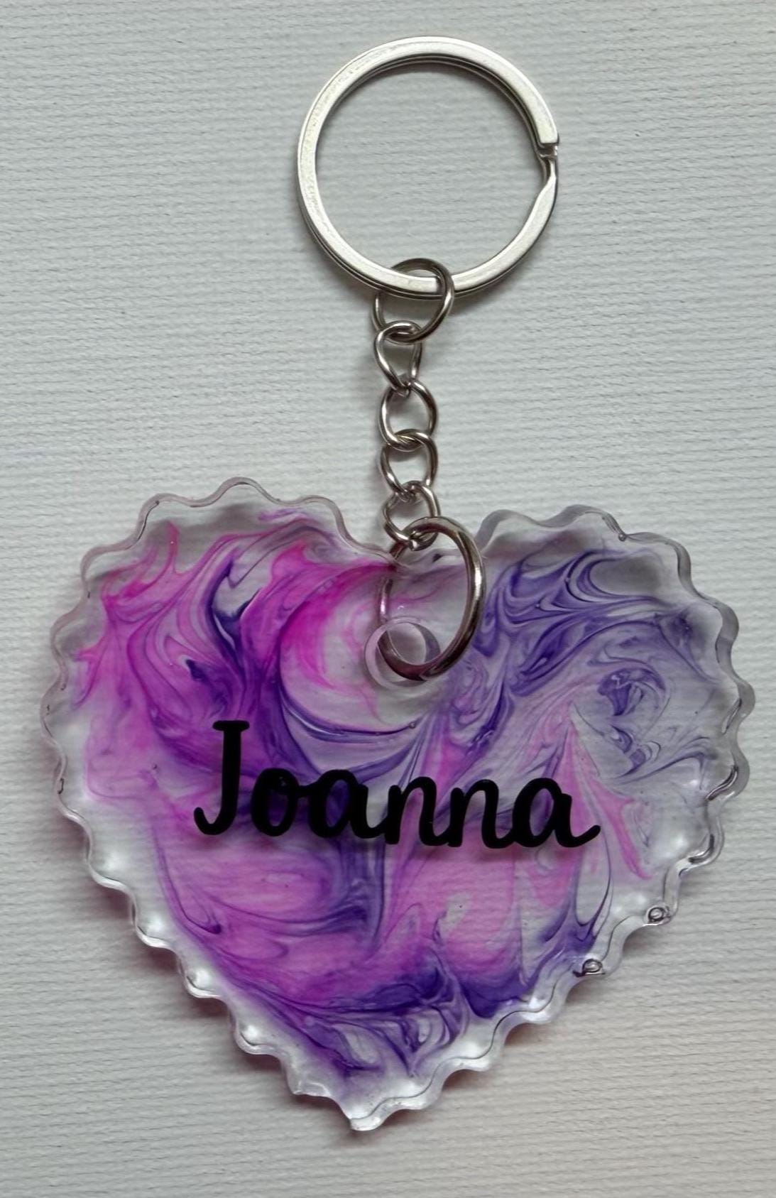 Personalized Heart Resin Keychain